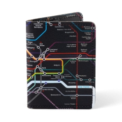 Recycled Leather Tube Map Travelcard Wallet Black