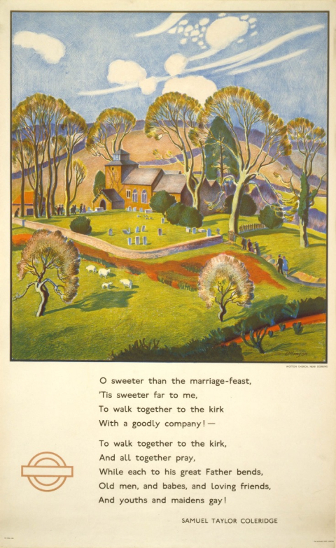 Wotton Church, near Dorking, by Adrian Allinson, 1940