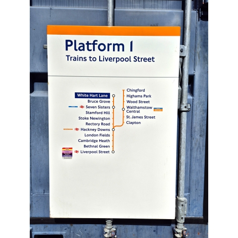 Platforms 1 Trains to Liverpool Street - White Hart Lane - Line Diagram (1122025)