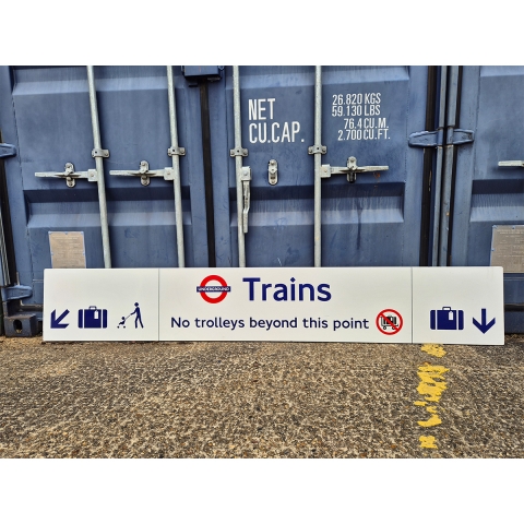Heathrow Sign - Underground Roundel Trains - No Trolleys Beyond This Point (1822025)