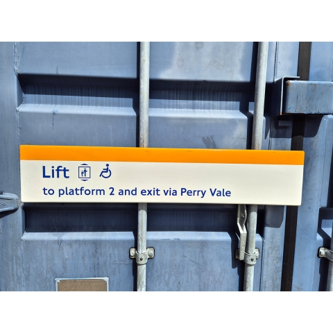 Lift to platform 2 and exit via Perry Vale (2002025)