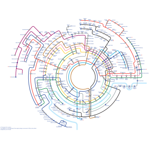 Circular Underground Map Poster 50 x 70 cm