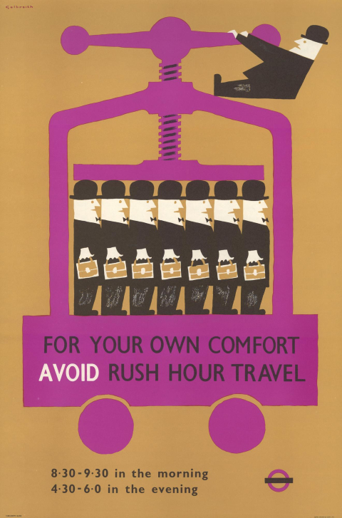 For your own comfort, avoid rush hour travel, by Victor Galbraith 1958