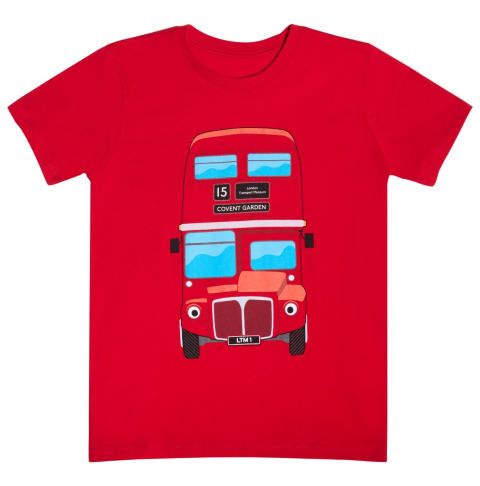 Children's Red Bus T-Shirt Organic Cotton