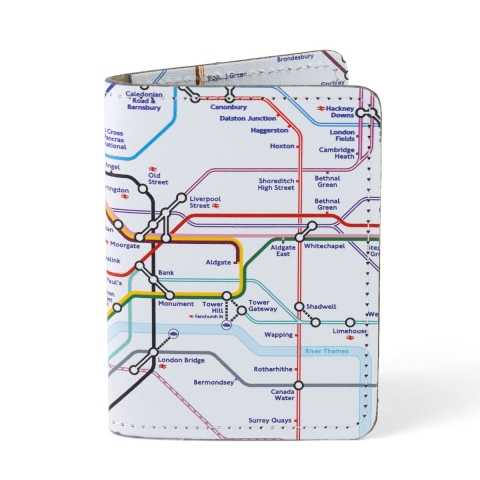 Recycled Leather Tube Map Travelcard Wallet White