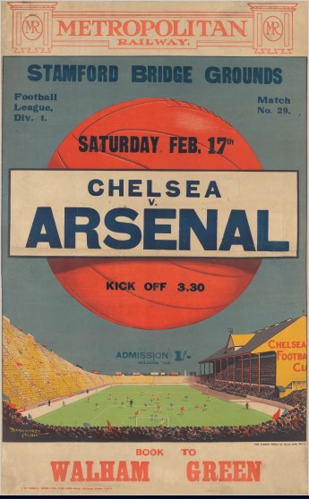 Chelsea v Arsenal, by Bernhard Hugh, 1923 poster
