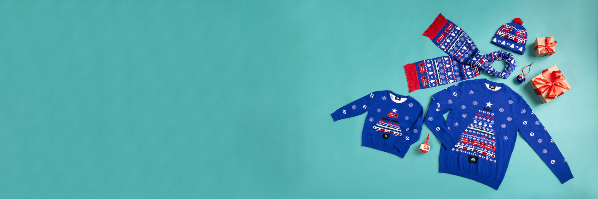 A selection of bestselling Christmas gifts on a red background