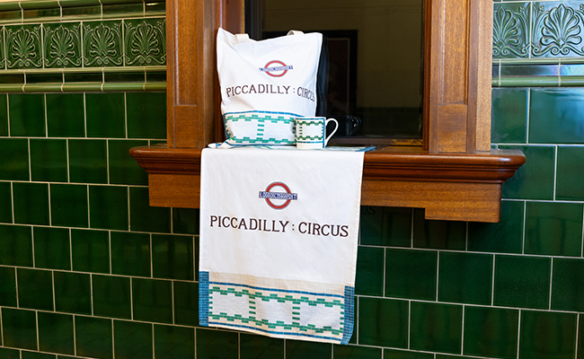Piccadilly Circus Hidden London gifts on tiled HL station windowsill